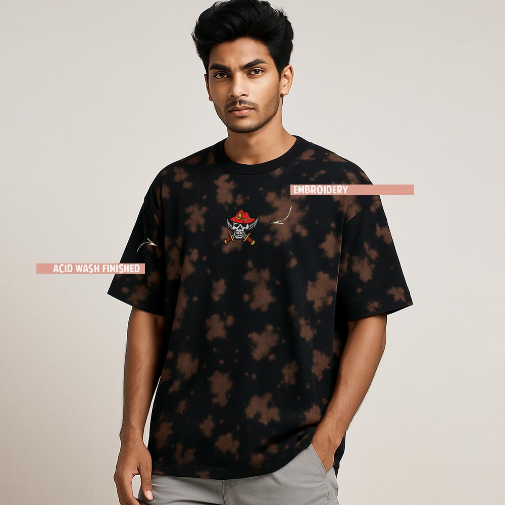 Embroidery Sheriff Skull - Unisex Oversized T-shirt