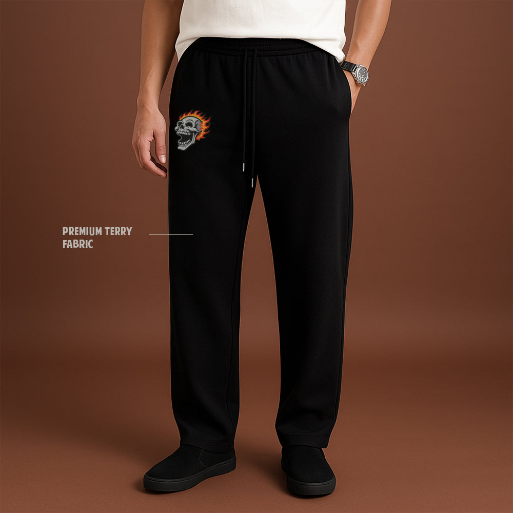 Embroidery Skull Flame - Unisex Sweatpants